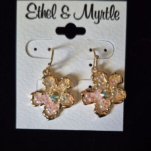 Ethel & Myrtle Pink and Gold Flower Earrings